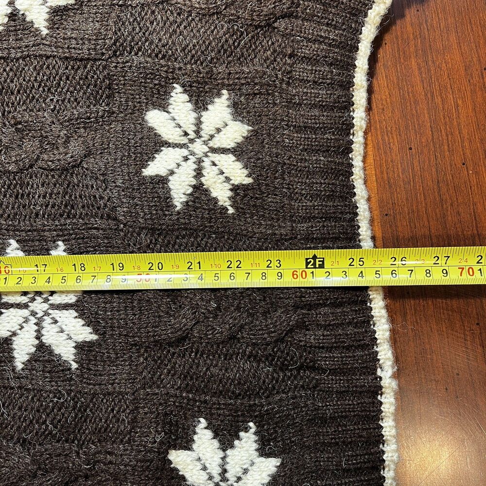 Lands End Vintage Wool Snowflake Sweater Womens S Brown Cable Knit Made 90s - Picture 7 of 8